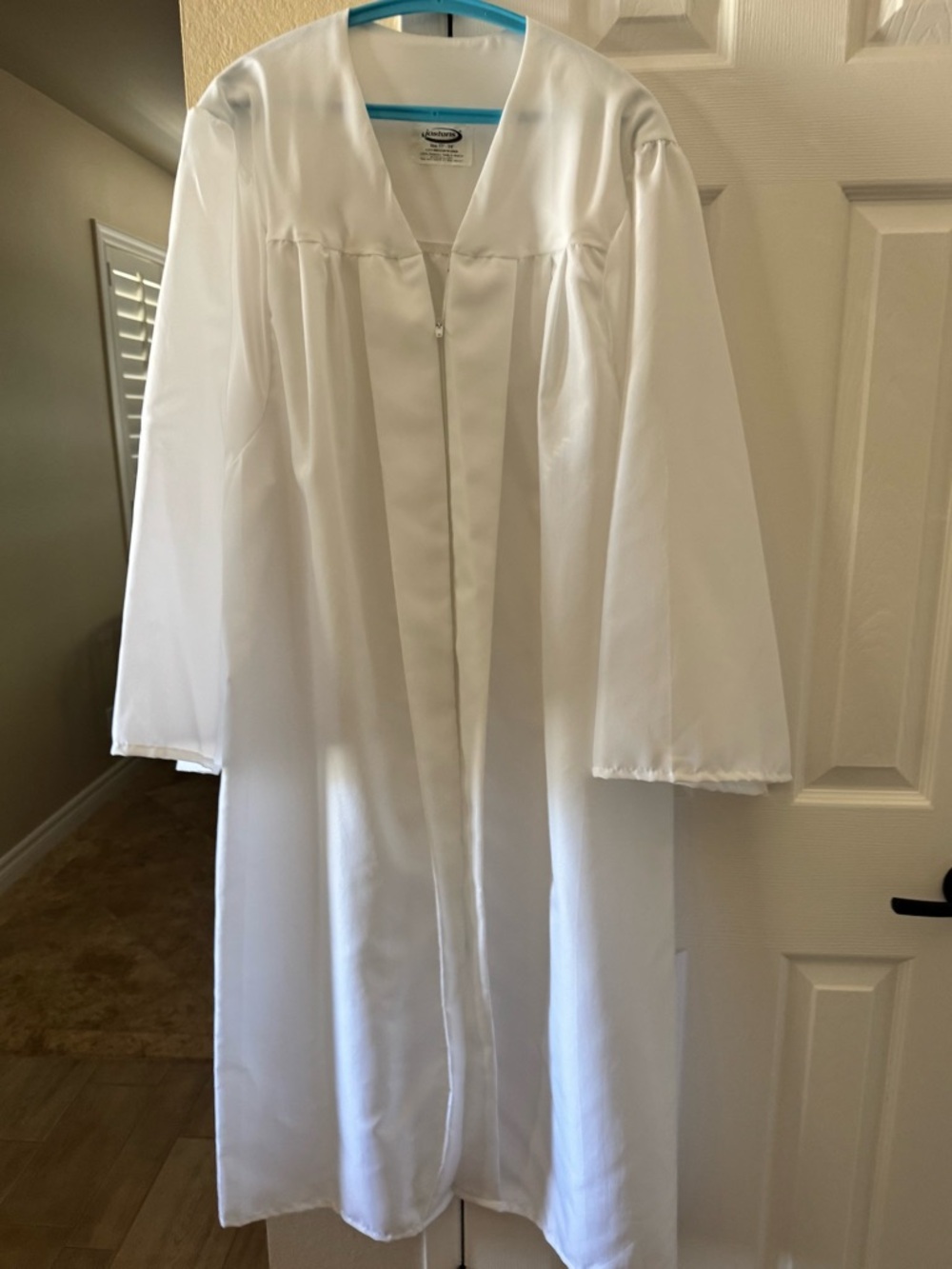 Josten’s White Graduation cap zippered front gown Worn once Great for choir too